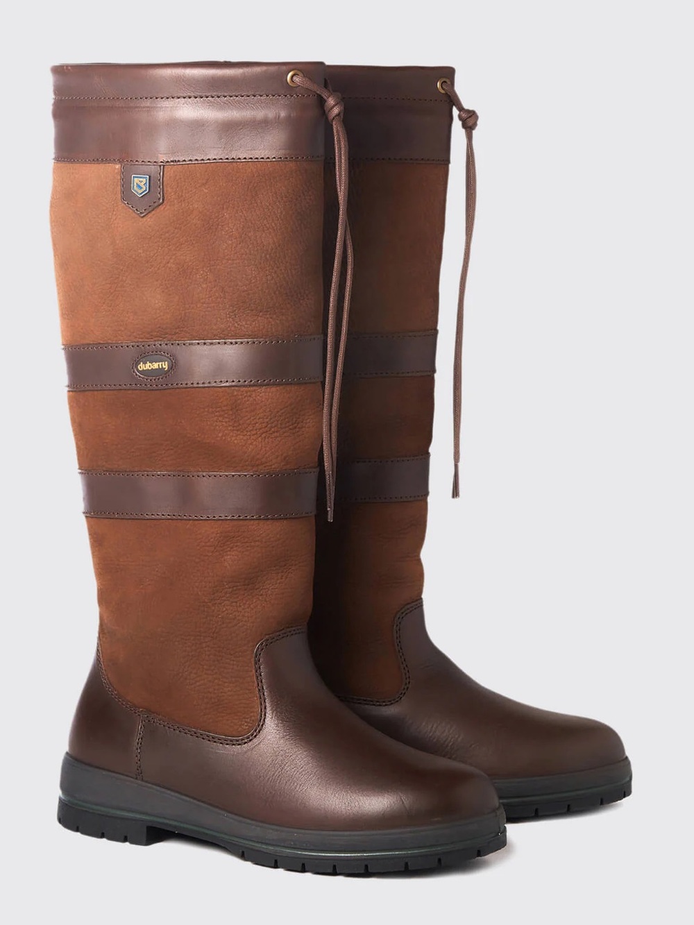 Dubarry of Ireland Chestnut Brown Leather Riding Boots with Suede Panels
